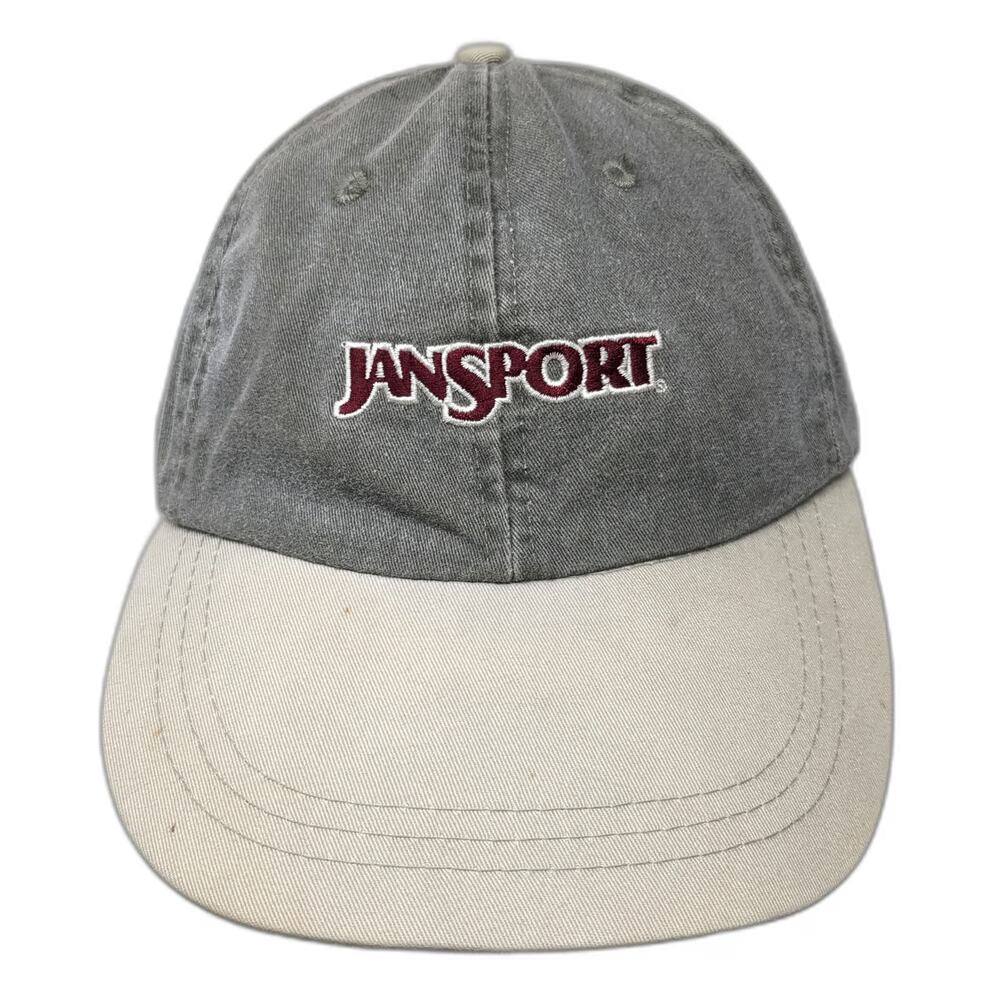 JanSport Baseball Cap Green Beige One Size Slideback Cotton Two Tone Logo Hat